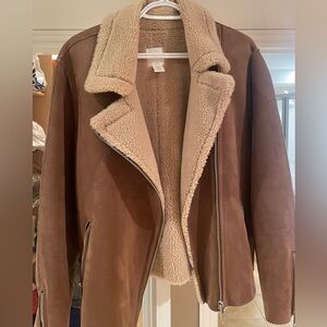 H&M Suede Sherpa Biker Jacket